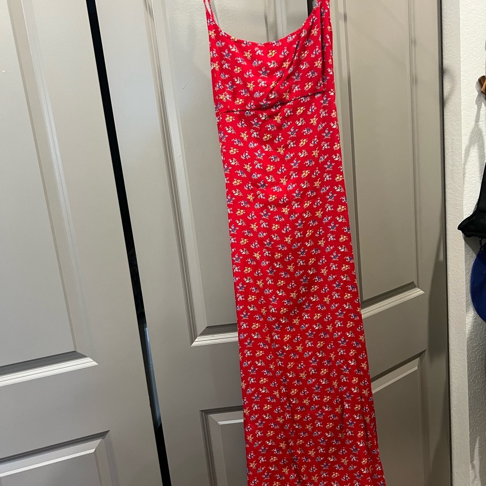 Red Floral Vintage Maxi Dress